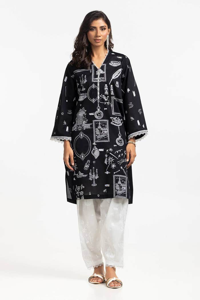 Lawn Embroidered Shirt And Lacquer Printed Lawn Trouser IUSTTS-322